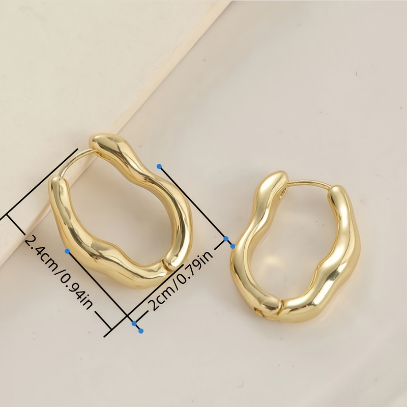 Copper Wave Hoop Earrings for Women Nickel Plating Daily Wear